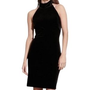 Lauren Ralph Lauren Black Velvet High Neck Halter Dress, 16, Elegant, LBD, Party